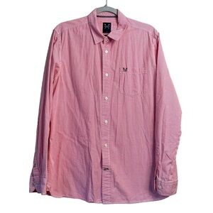 Crew Clothing Co Shirt Sz L Mens Oxford Slim Fit Plaid Red Pink Button Long Slv
